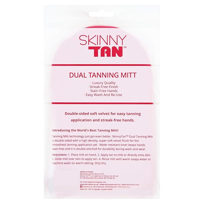Skinny Tan Pink Velvet Tanning Mitt - Velvety Soft Luxe Texture - Waterproof Lining to Keep Hands Stain Free - Smooth for Flawless Finish - Long-Lasting and Machine Washable - 1 pc Applicator