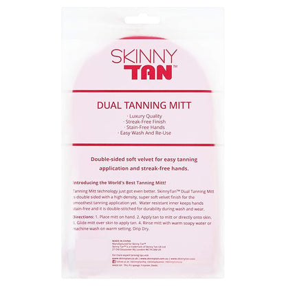 Skinny Tan Pink Velvet Tanning Mitt - Velvety Soft Luxe Texture - Waterproof Lining to Keep Hands Stain Free - Smooth for Flawless Finish - Long-Lasting and Machine Washable - 1 pc Applicator