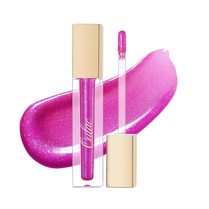 Oulac Purple Lip Gloss High-shine Moisturizing Lip Gloss Oil Liquid Lipstick Non-stick Cup Glitter Lipstick Lip Tint Reduce Fine Lines Lip Glaze For Dry Lip C14