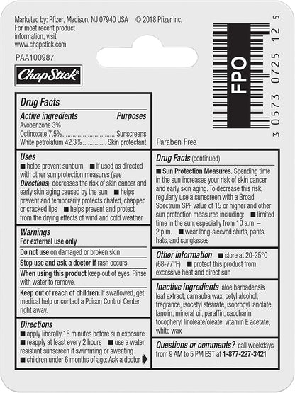 ChapStick Moisturizer Original Lip Balm Tubes, Oz