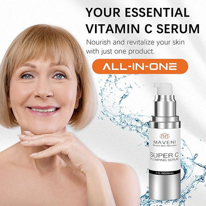 Super C Serum for Mature Skin, All-in-One Vitamin Formula Hydrates, Dark Spot Serum, Hydrates, Firms, Lifts, Smooths, Wrinkles, Reduce Dark Spots, Targets Age Spots & Wrinkles, 1 fl oz