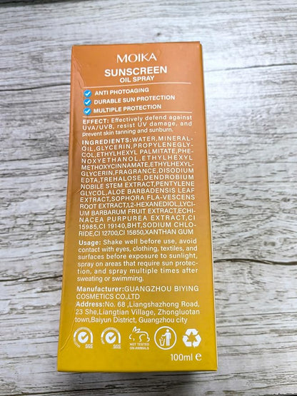 SPF Oil Sunscreen Spray,SPF Glow Oil Sunscreen Mist,Broad Spectrum Sunscreen Protection Oil Sunscreen Spray,SPF 50 PA++++,Hydration Body Sunscreen Oil Skin Sun UVA/UVB Protection 100ML