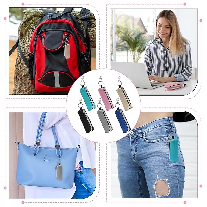 Chapstick Holder 6 Pcs Lip Balm Sleeve Pouch Portable Lipstick Holder Bag Clip-on Makeup Travel Accessories Great Stuffers Gift for Women