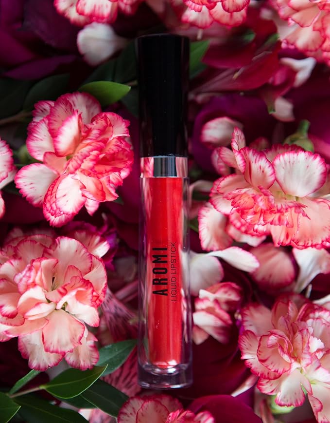 Aromi Orange Liquid Lipstick, Bright Red Tangerine Lip Color with Matte Finish, Long Lasting Lipstick, Vegan, Cruelty-free, Handmade (Orange Tangerine)