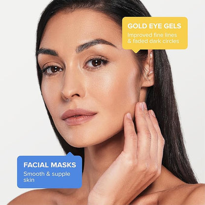 MAREE Ultimate Eye and Face Revitalization Bundle - 24K Gold Under Eye Patches & Collagen Facial Masks for Ageless Beauty for Total Skin Rejuvenation