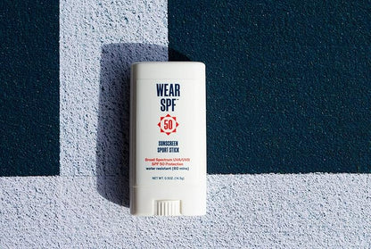 50 Sunscreen Sport Stick with Broad Spectrum SPF 50 UVA/UVB Protection, Sweat- & Water-Resistant Portable Hands-Free Stick for Face & Body, 0.5 oz.