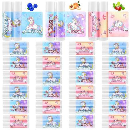 24 Pcs Unicorn Lip Balm Back Girls