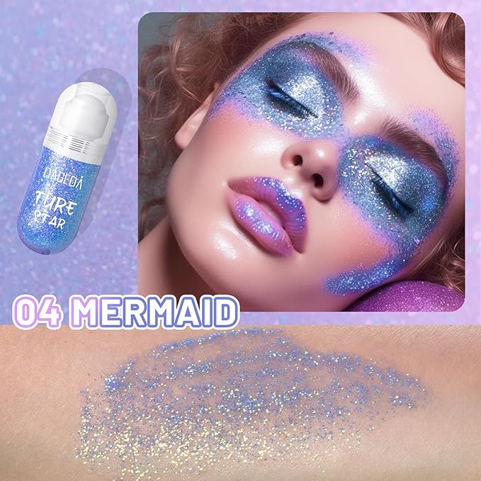 DAGEDA Body Glitter Gel, Roll-on Face Glitter for Party (Mermaid)
