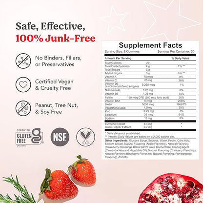 HAIRtamin Vegan Gummy Stars Hair Vitamins | Non-GMO | All Natural Biotin Hair Vitamin Gummies to Maintain Healthy Hair Skin & Nails | Multivitamin Supplement