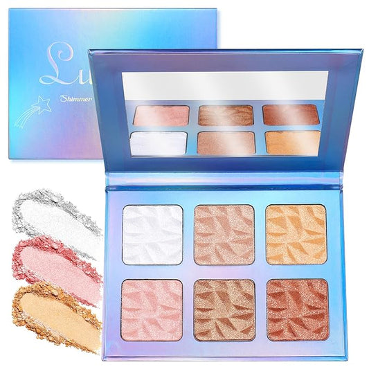 Large Highlighter Makeup Palette Face Highlighter Powder Palette & Luminizers