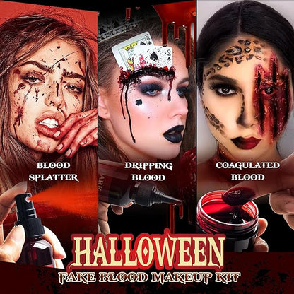 3Pcs Halloween Fake Blood Makeup Kit Realistic SFX 03oz