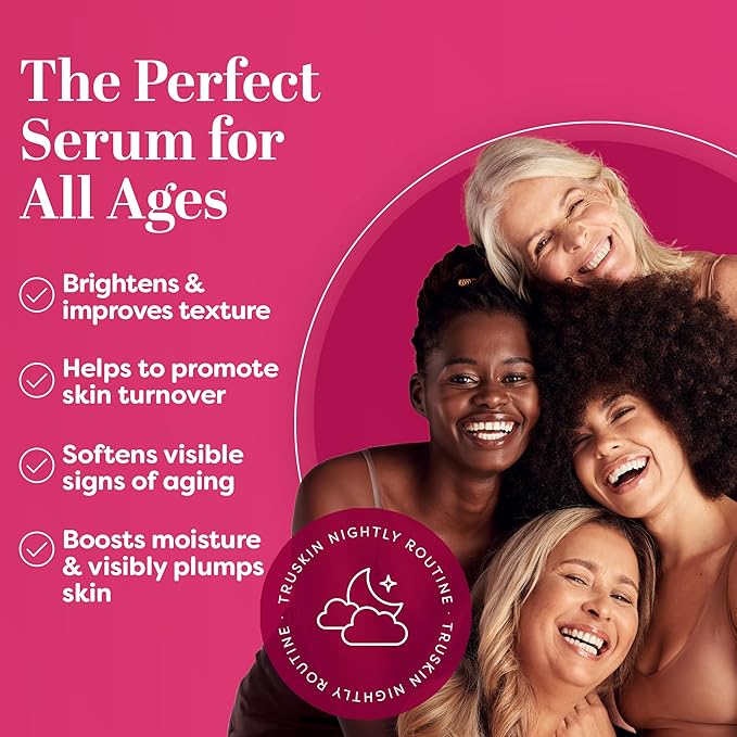 TruSkin Vitamin C Super Serum - Niacinamide, Retinol, Hyaluronic & Salicylic Acid - All-in-One Anti Aging Serum for Face – Improve Appearance of Dark Spots, Firmness for Brighter Looking Skin, 1 Fl Oz