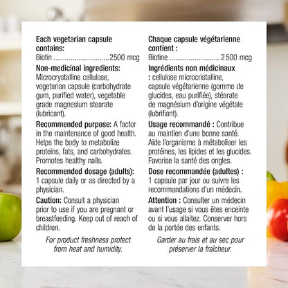 Webber Naturals Biotin 2500 mcg, 90 Vegetarian Capsules