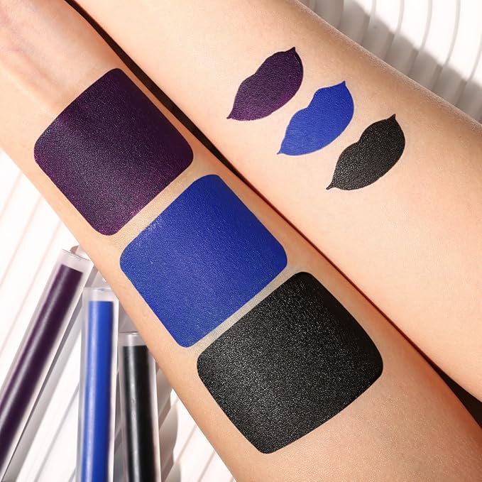 3 Colors Matte Liquid Lipstick Set, Black Blue Lipstick
