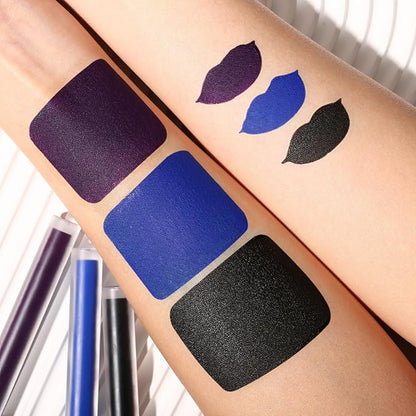 3 Colors Matte Liquid Lipstick Set, Black Blue Lipstick