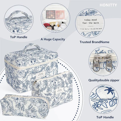 Makeup bag, quilted makeup bag,large