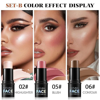3Pcs Cream Contour Stick Makeup Kit - Cream
