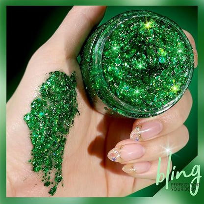 Teenitor Green Body Glitter, Face Glitter, Green Glitter, Kids 80g