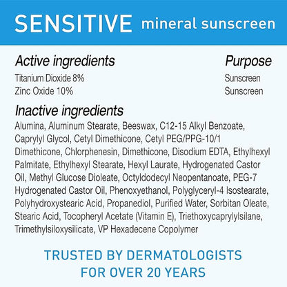BLUE LIZARD Sensitive Mineral Sunscreen with Zinc Oxide, SPF 50+, Water Resistant, UVA/UVB Protection with Smart Bottle Technology - Fragrance Free, 5 oz