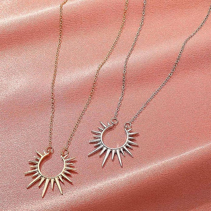 Vintage Sunburst Pendent Necklace Hollow Sunburst Necklace Moonstone