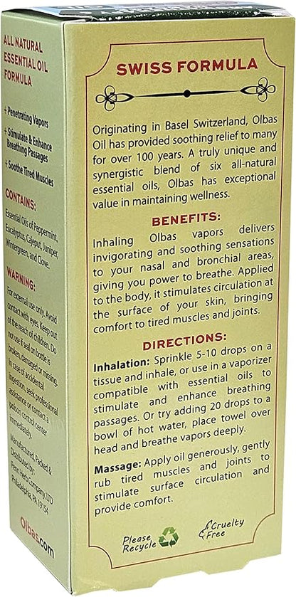 Olbas Oil Aromatherapy Inhalant and Aromatic Massage Oil, 1.65 Fl Oz