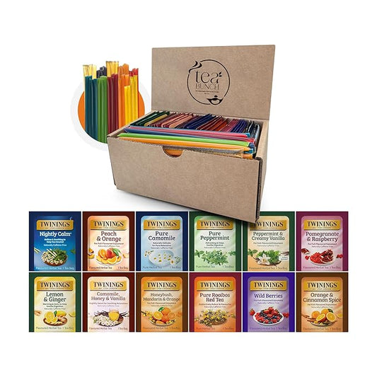 Tea Bunch Twinings 48 Tea Bags Herbal Variety Pack – 12 Herbal Flavors with 20 Honey Sticks, Perfect Tea Gift Set for Any Occasion