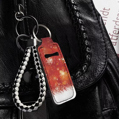 Christmas Snowflake Holiday Red Print Chapstick Sleeve