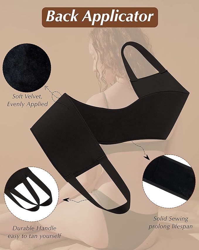 3 Pcs Self Tanning Mitt Applicator, Self Tanner Mitt Applicator kit, Self Tanning Mit With Thumb And Back Lotion Applicators for Back, Ultra Soft Tanning Glove For Self Tan Mitt Applicator