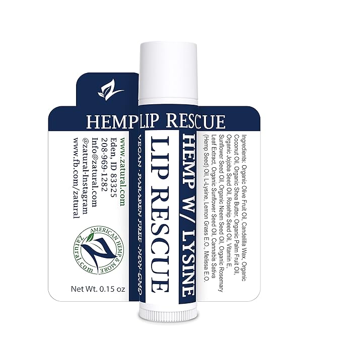 Hemp Lip Balm with L-Lysine-Heal, Moisturize,