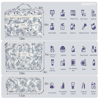 Makeup bag, quilted makeup bag,large