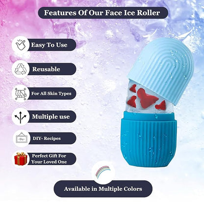Ice Roller for Face, Eyes & Neck – Reusable Silicone Ice Mold for De-Puffing, Skin Care & Facial Massage (Green)