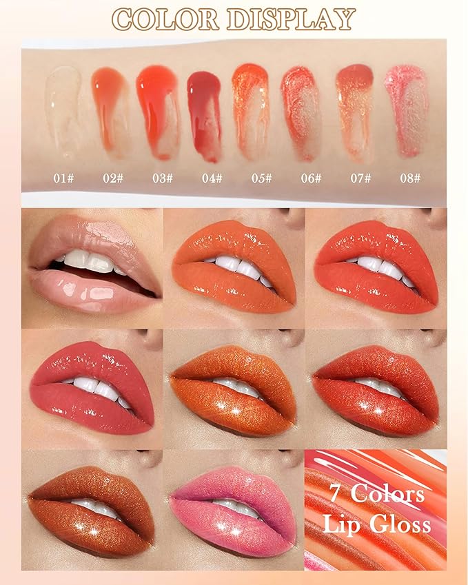 Hydrating Lip Glow Oil-3Pcs Tinted Plumping Lip Oil Lip Plumper, Moisturizing Smooth Lipgloss for Lip Care, Glossy Finish Clear Tint Shiny and Vegan Juicy Lip Gloss,Nourishing Non-Sticky Formula-Set C