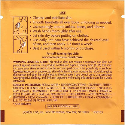 L'Oreal Paris Sublime Bronze Self-Tanning Body Towelettes, 6-Count (Pack of 2)