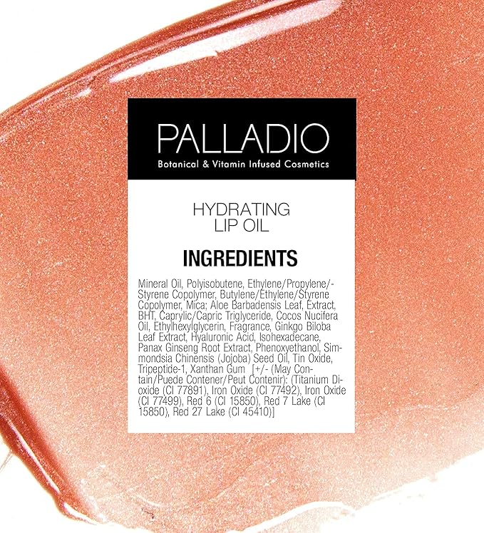 Palladio Hydrating Lip Oil Infused with Hyaluronic Acid, Hydrating
