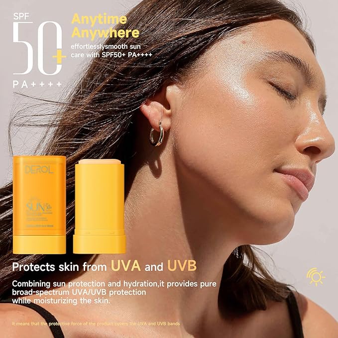 Sunscreen Stick for Face Spf50+ Sunblock Pa++++ Outdoor Water-Resistant Face & Body Solid Sunstick No Eye Irritation Travel Size 0.56 Oz (50 Uses)