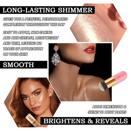 Body Shimmer Oil,Shine Glitter Body Luminizer Glow,Long Lasting