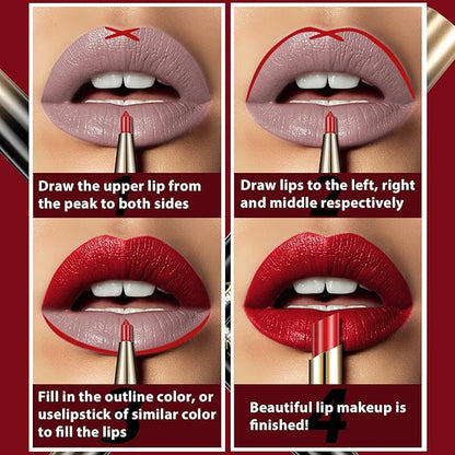 Strawberry Red Lip Liner and Lipstick for Women, Long