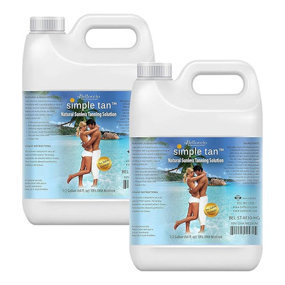 Belloccio Simple Tan Gallon Bottle of Professional Salon Sunless Tanning Solution with 10% DHA and Medium Bronzer Color Guide