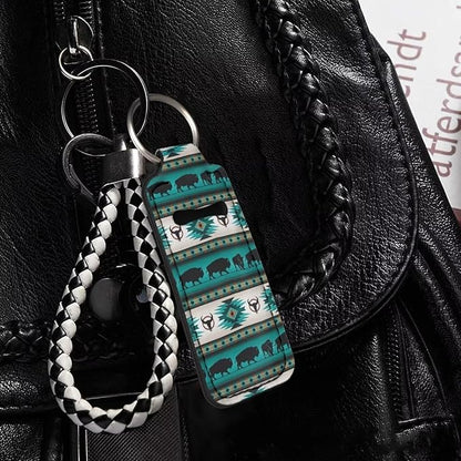 Native Aztec Turquoise Lipstick Holder Keychain Keyring