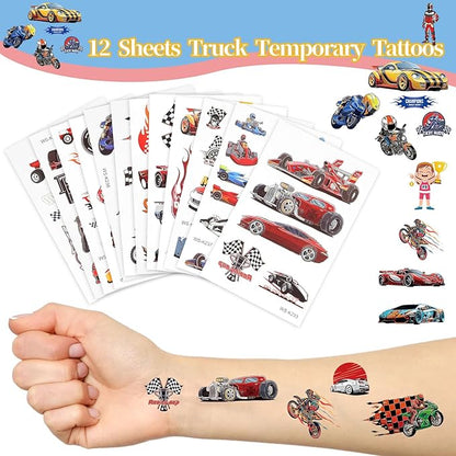 CCINEE 12 Sheets Truck Temporary Tattoos for Kids,87 Classroom Rewards
