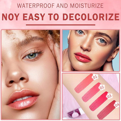 4PCS Lip Tint Stain Set, Velvet Lip Gloss Moisturizing Lip Stain Long Lasting Waterproof Liquid Lipstick Set Multipurpose Water Lip Stain Tint for Lip and Cheek Tint