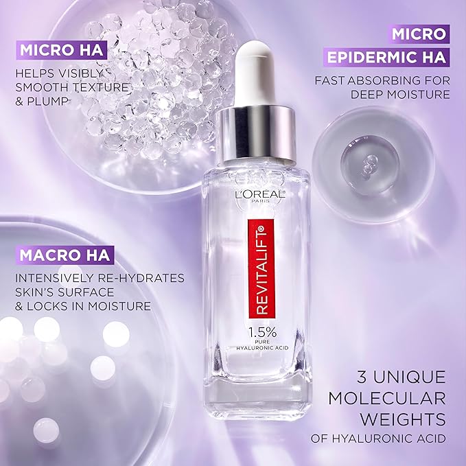 L'Oreal Paris Revitalift 1.5% Pure Hyaluronic Acid Face Serum + 0.3% Pure Retinol Night Serum, 1 kit