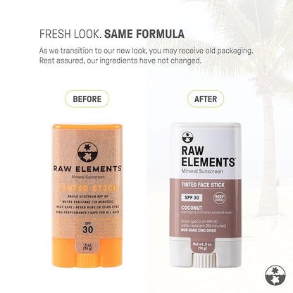 Raw Element Ultra-Moisturizing Face Tint Sunscreen, SPF 30+, Non Toxic Mineral Face Cream, Non Nano Zinc Oxide, Reef Friendly, Safe for All Ages, 0.5 oz, Coconut Pack of 1