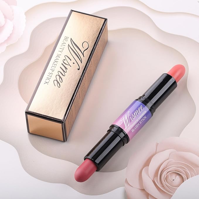 Dual-Ended Cream Blush Stick,Cream Blush Makeup Stick,Buildable Blush