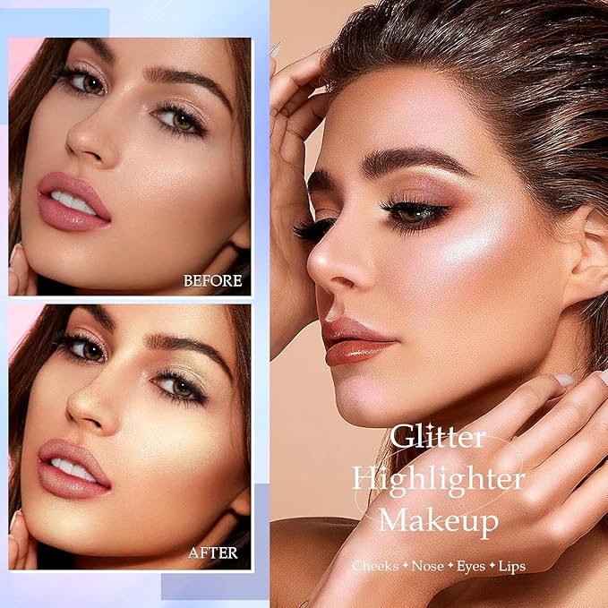 Large Highlighter Makeup Palette Face Highlighter Powder Palette & Luminizers