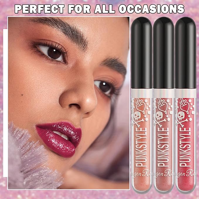 3 PCS Glitter Liquid Lipstick Set Red Pink Glitter