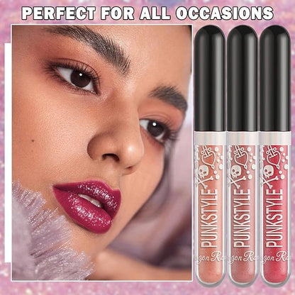 3 PCS Glitter Liquid Lipstick Set Red Pink Glitter