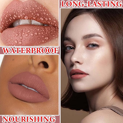 3 Pcs Matte Nude Lipstick Set,Lip Crayon Lipstick Gloss