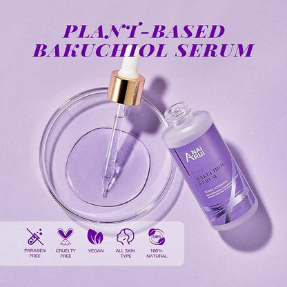 ANAI RUI Bakuchiol Face Serum, Bakuchiol Retinol Alternative Serum,Smoothing Face Serum with Hyaluronic Acid & Peptide Sensitive Skin Serum, Anti Aging, Smoothing & Wrinkle Serum, 1.69Fl.Oz 50ML