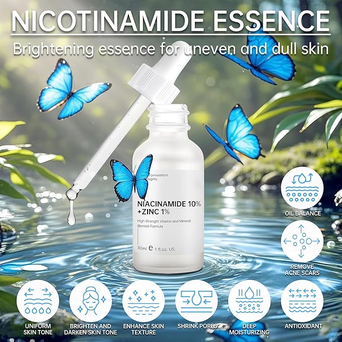 Niacinamide 10%+ Zinc 1% Serum For Face, Niacinamide Serum For Face, Dermatologist, Redness Relieve-30ml 1floz, 2Pcs